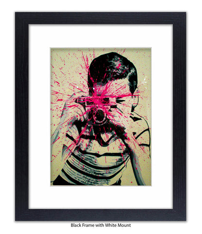 Camera Splash Boy - Mounted & Framed Banksy Print