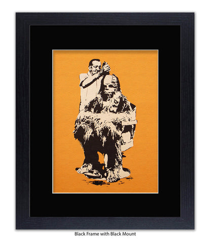 Chewbacca Haircut - Mounted & Framed Banksy Print