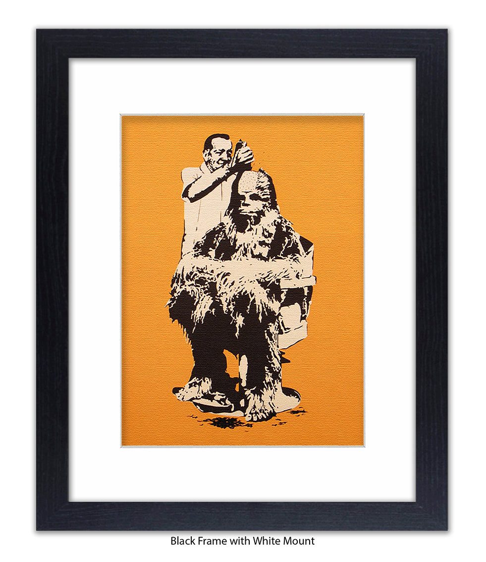 Chewbacca Haircut - Mounted & Framed Banksy Print