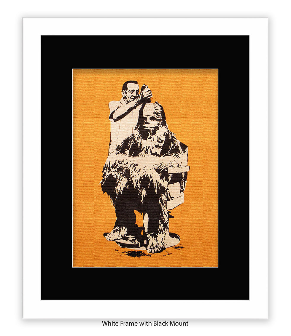 Chewbacca Haircut - Mounted & Framed Banksy Print