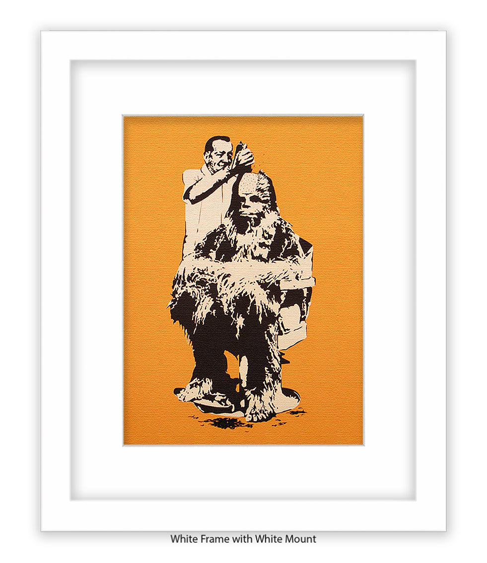 Chewbacca Haircut - Mounted & Framed Banksy Print
