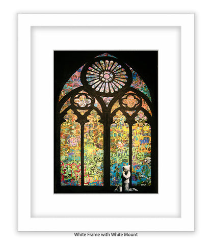 Church Boy - Window - Mounted & Framed Banksy Print