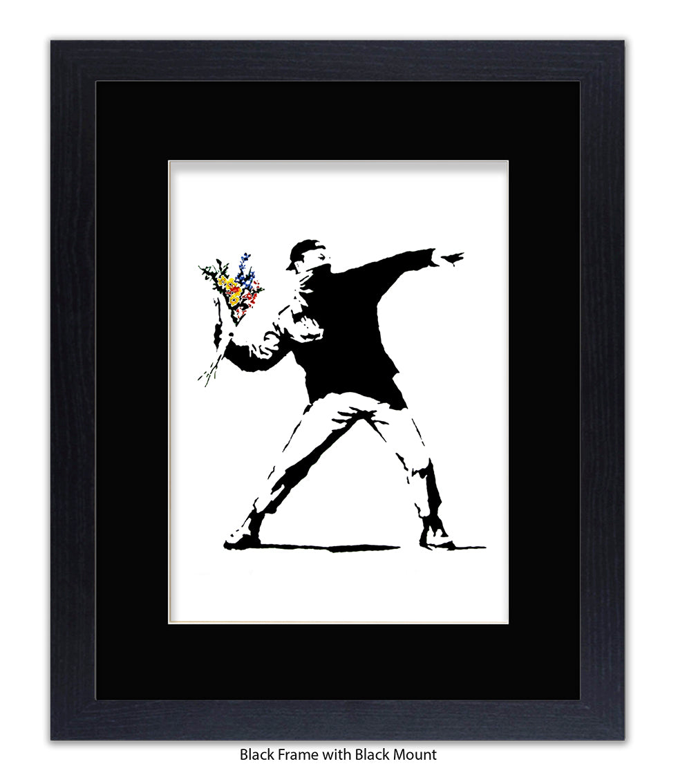 Flower Chucker - Mounted & Framed Banksy Print