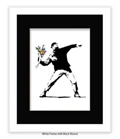Flower Chucker - Mounted & Framed Banksy Print