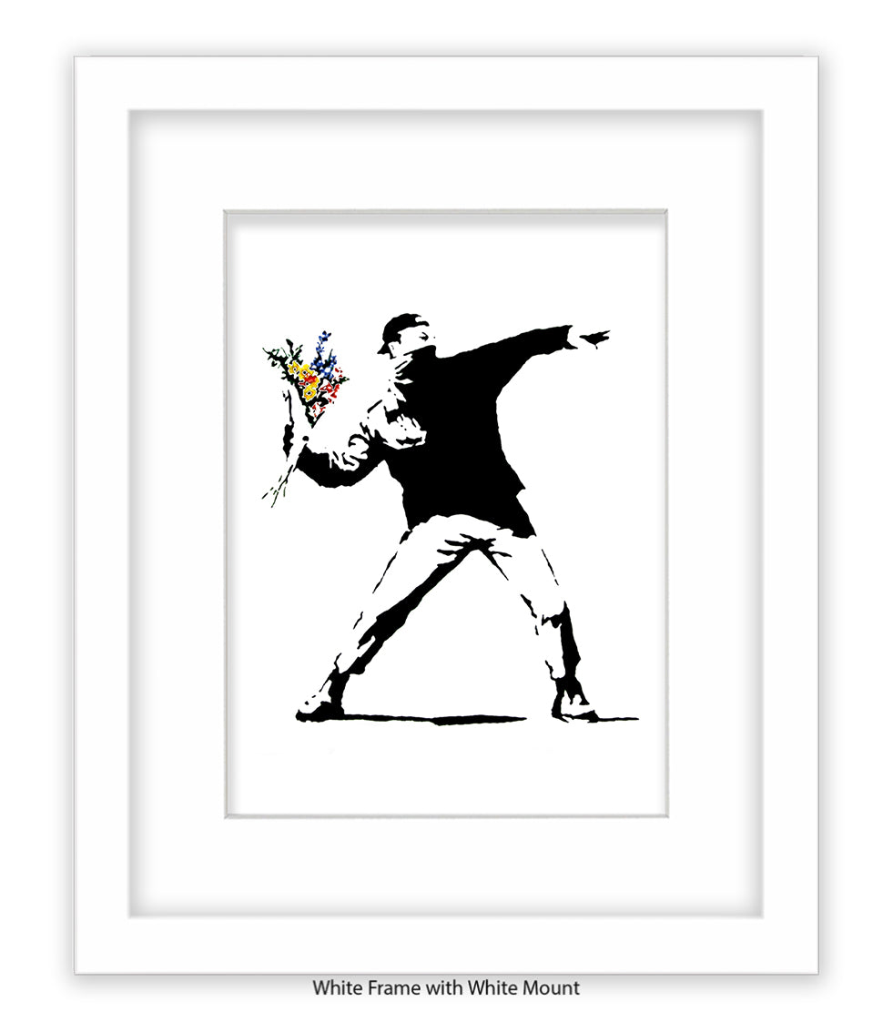 Flower Chucker - Mounted & Framed Banksy Print