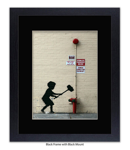 Hammer Boy - Mounted & Framed Banksy Print
