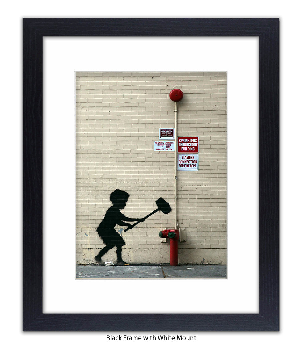 Hammer Boy - Mounted & Framed Banksy Print