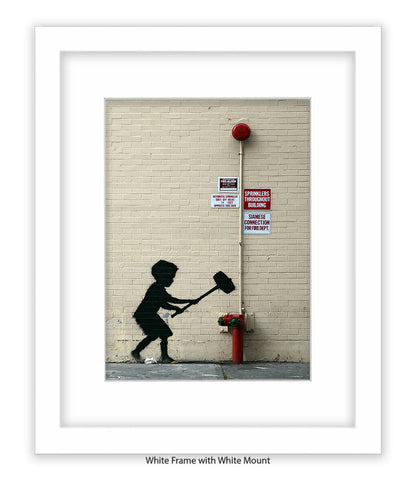 Hammer Boy - Mounted & Framed Banksy Print