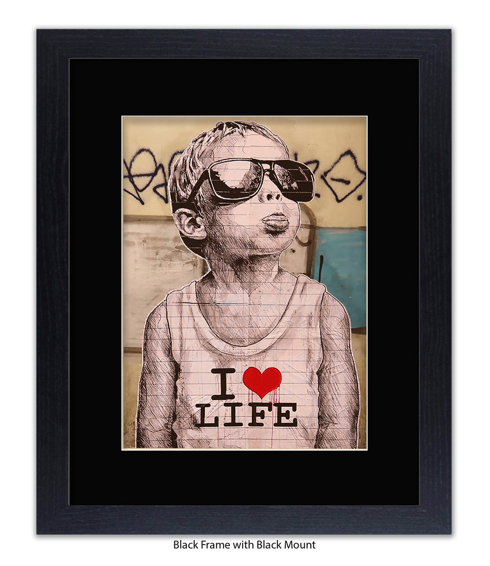 I Love Life Boy - Mounted & Framed Banksy Print