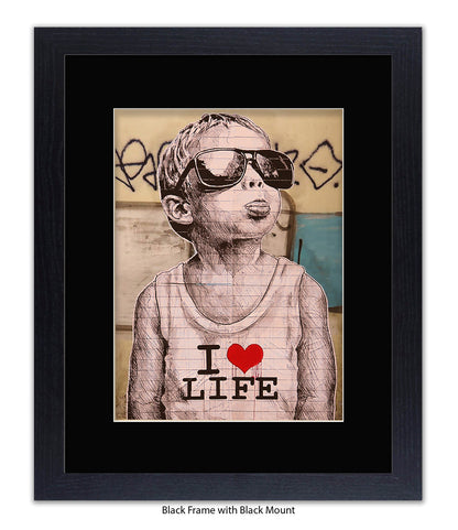 I Love Life Boy - Mounted & Framed Banksy Print