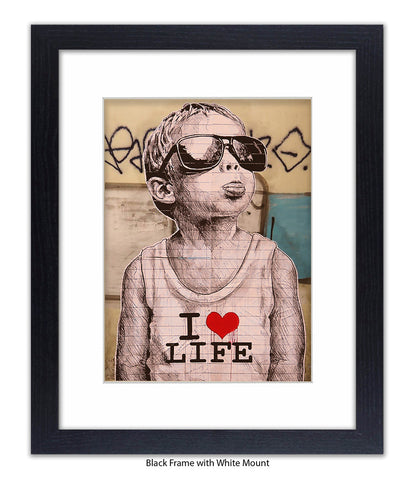 I Love Life Boy - Mounted & Framed Banksy Print