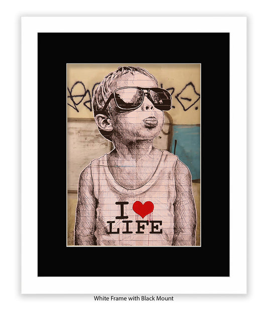 I Love Life Boy - Mounted & Framed Banksy Print