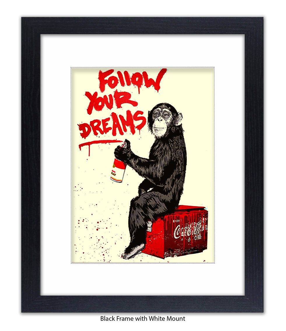 Monkey - Follow Your Dreams - Mounted & Framed Banksy Print