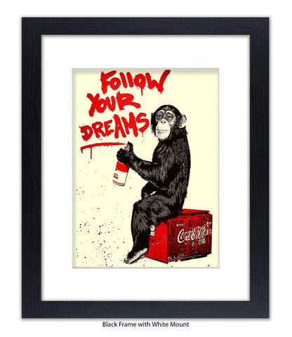 Monkey - Follow Your Dreams - Mounted & Framed Banksy Print