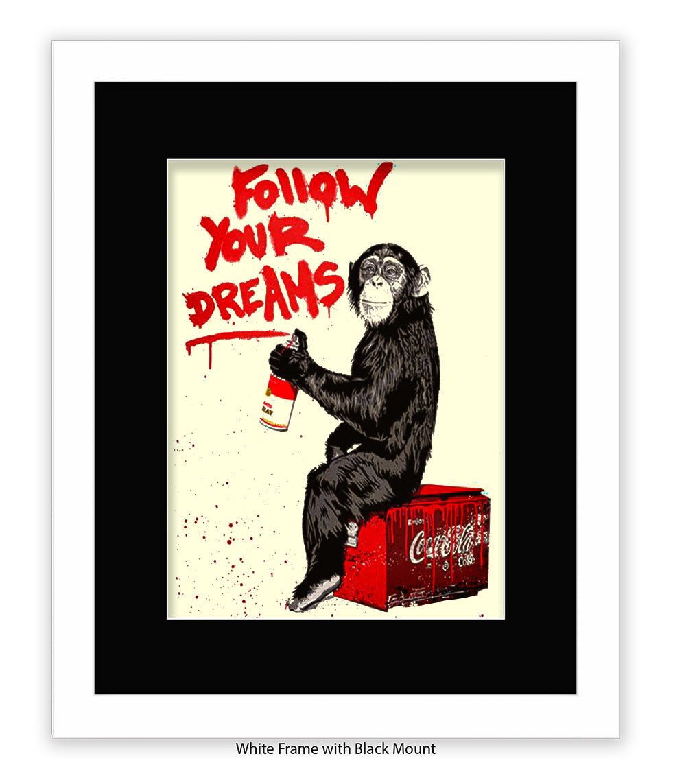 Monkey - Follow Your Dreams - Mounted & Framed Banksy Print