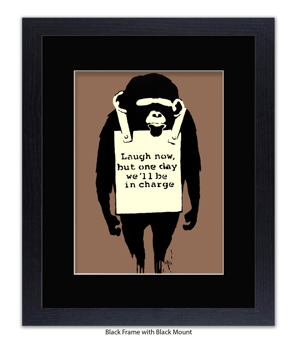 Monkey - Laugh Now - Mounted & Framed Banksy Print