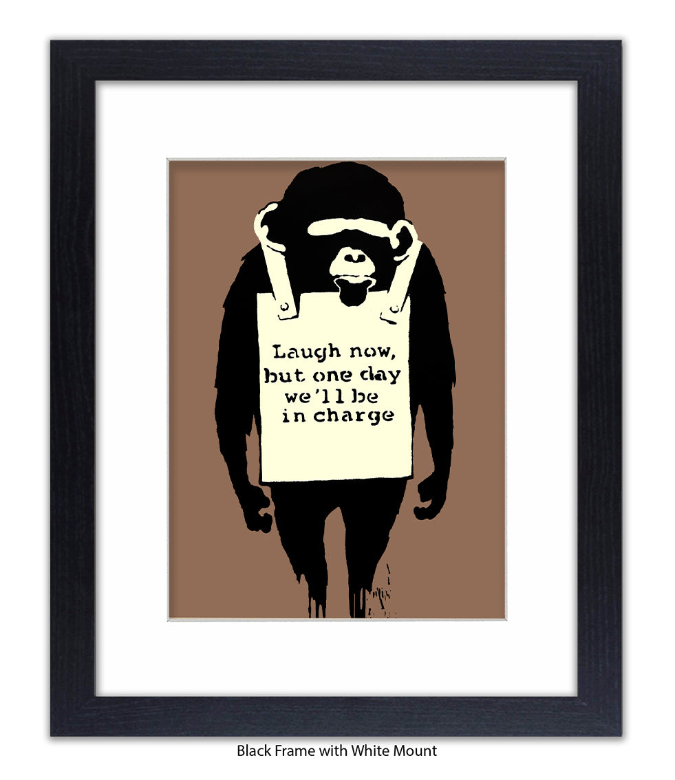 Monkey - Laugh Now - Mounted & Framed Banksy Print