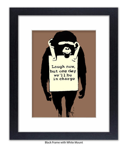 Monkey - Laugh Now - Mounted & Framed Banksy Print