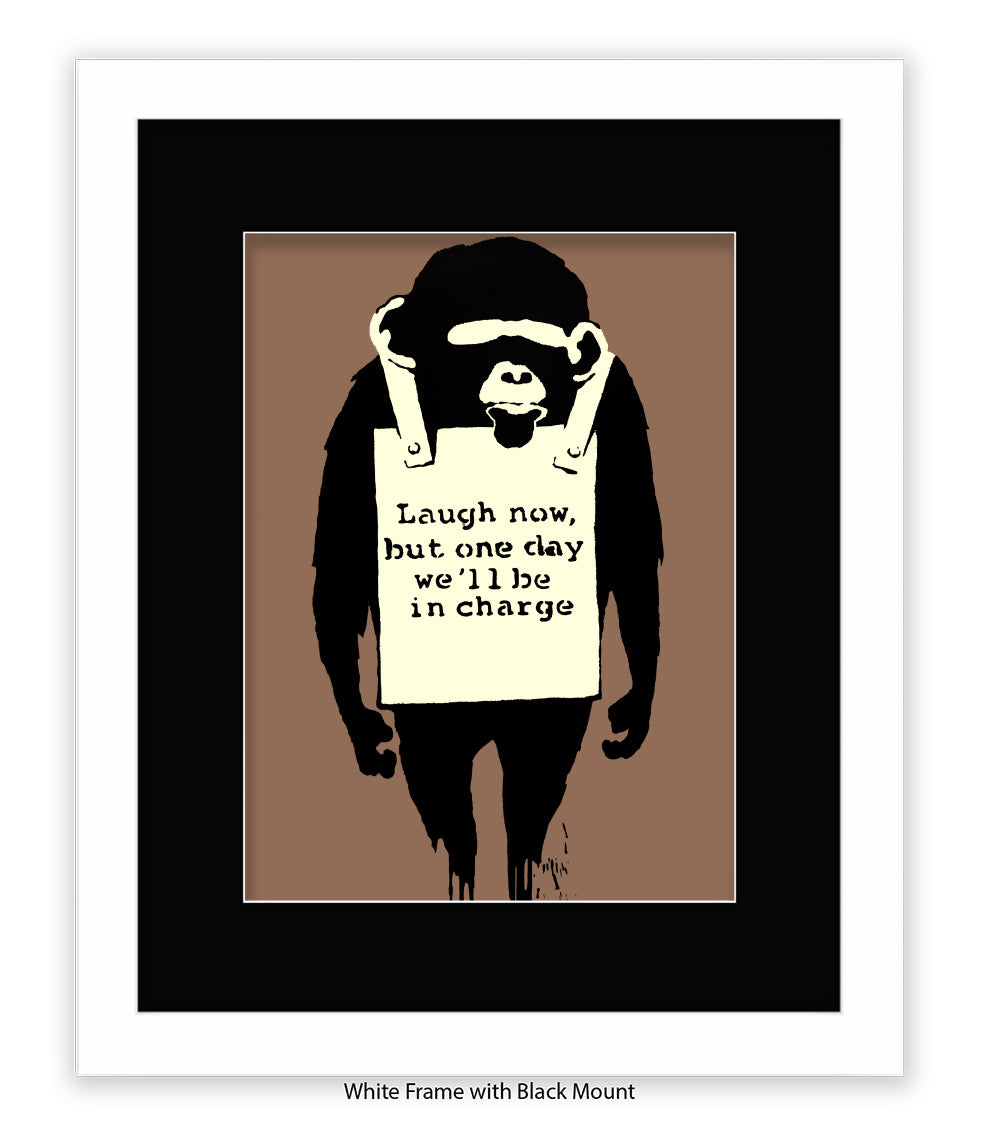 Monkey - Laugh Now - Mounted & Framed Banksy Print