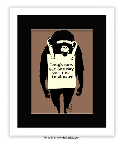 Monkey - Laugh Now - Mounted & Framed Banksy Print