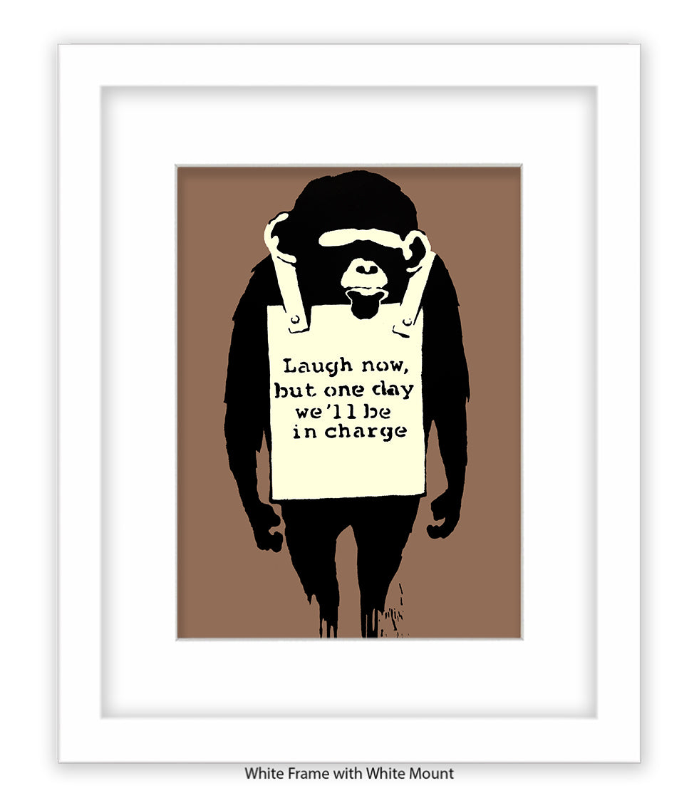 Monkey - Laugh Now - Mounted & Framed Banksy Print