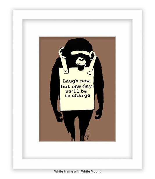 Monkey - Laugh Now - Mounted & Framed Banksy Print