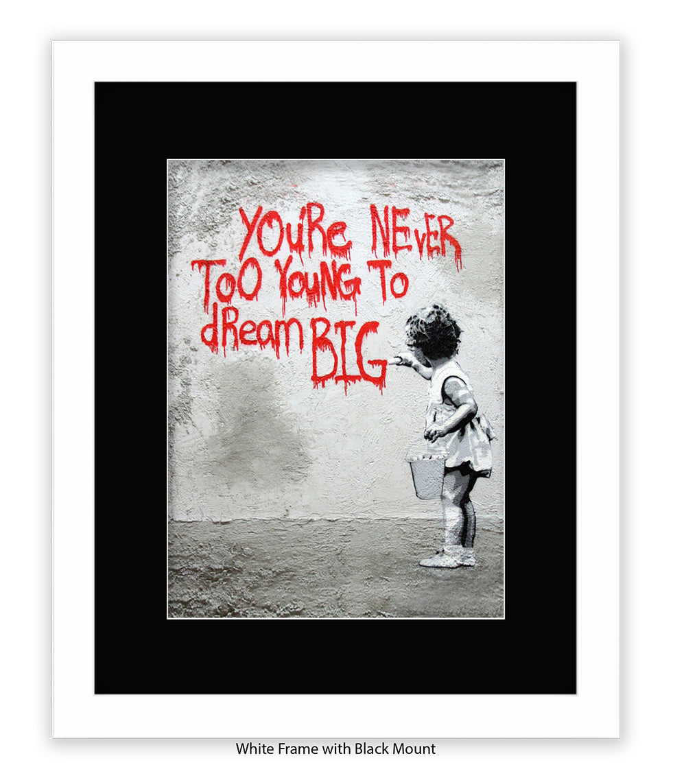 Never Too Young - Grey - Mounted & Framed Banksy Print