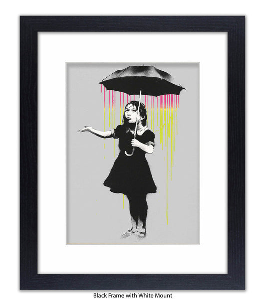 Umbrella Girl - Mounted & Framed Banksy Print