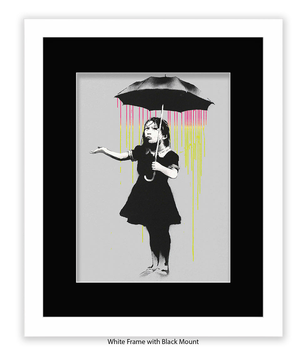 Umbrella Girl - Mounted & Framed Banksy Print