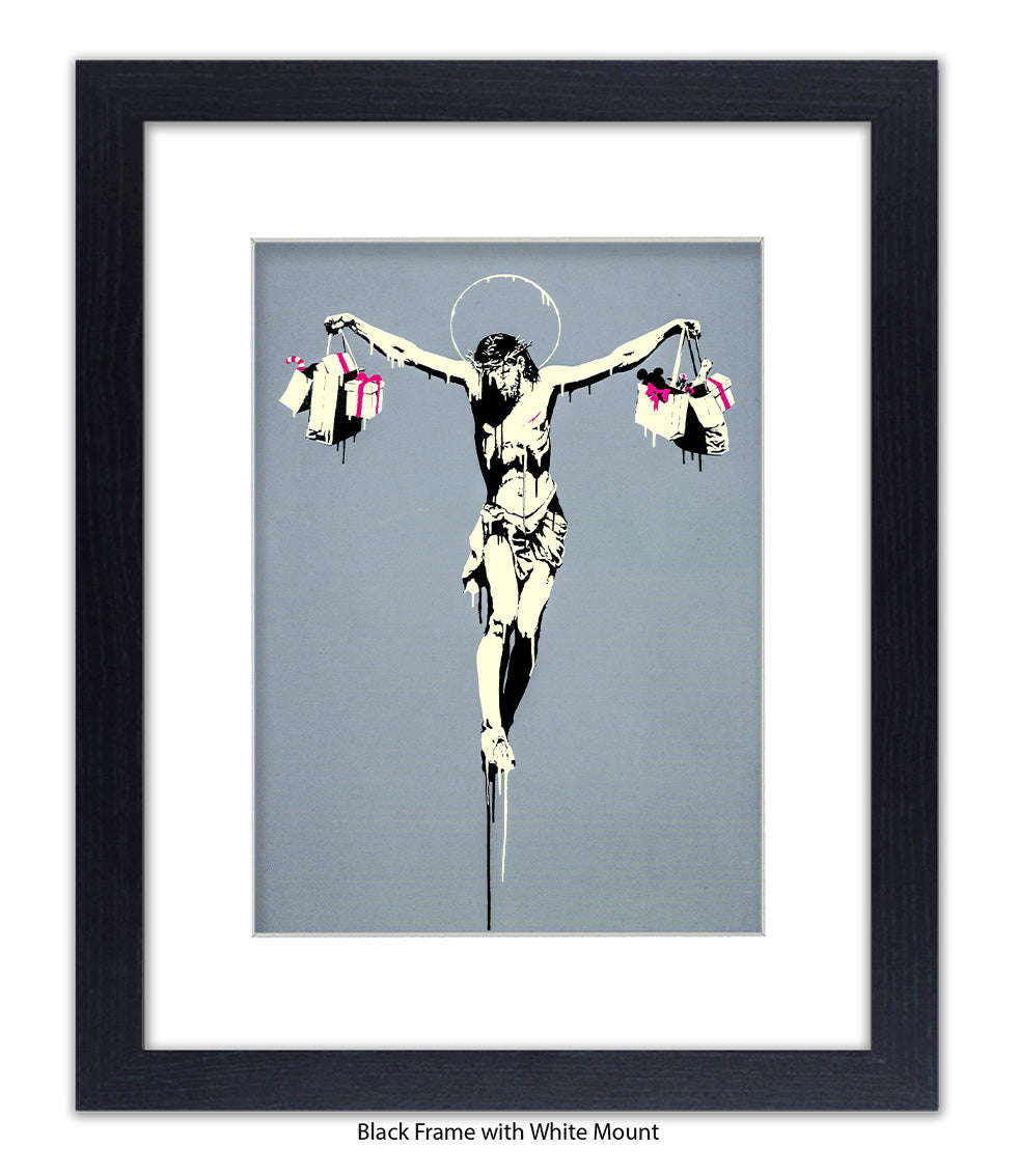 Jesus Shopping Bags - Mounted & Framed Banksy Print