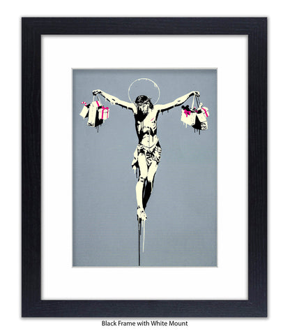 Jesus Shopping Bags - Mounted & Framed Banksy Print