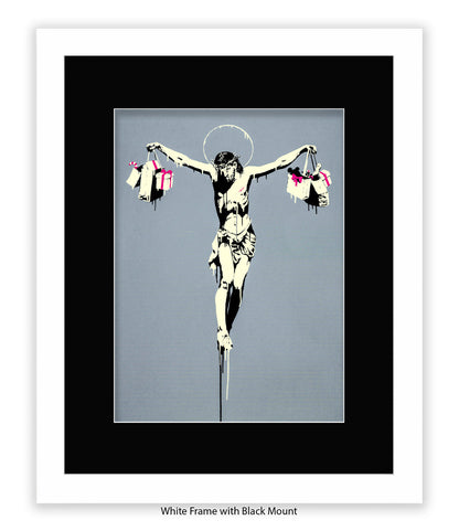 Jesus Shopping Bags - Mounted & Framed Banksy Print