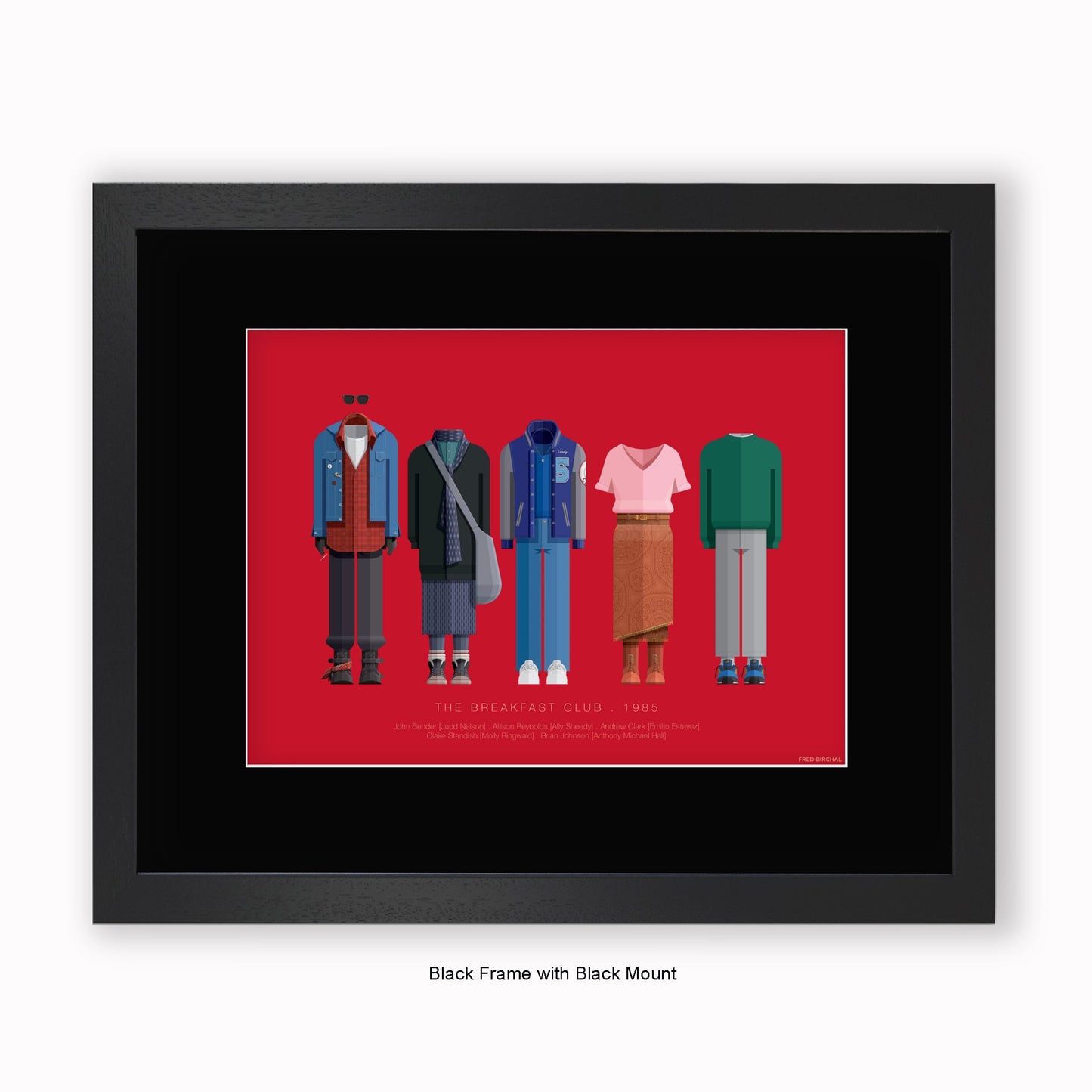 Breakfast Club - 5 Characters - Mounted & Framed Art print