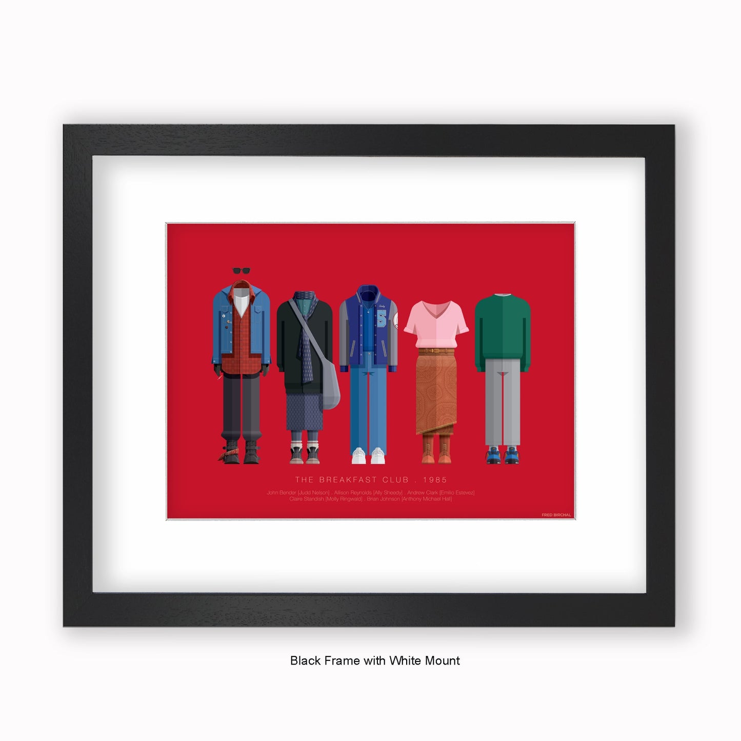 Breakfast Club - 5 Characters - Mounted & Framed Art print