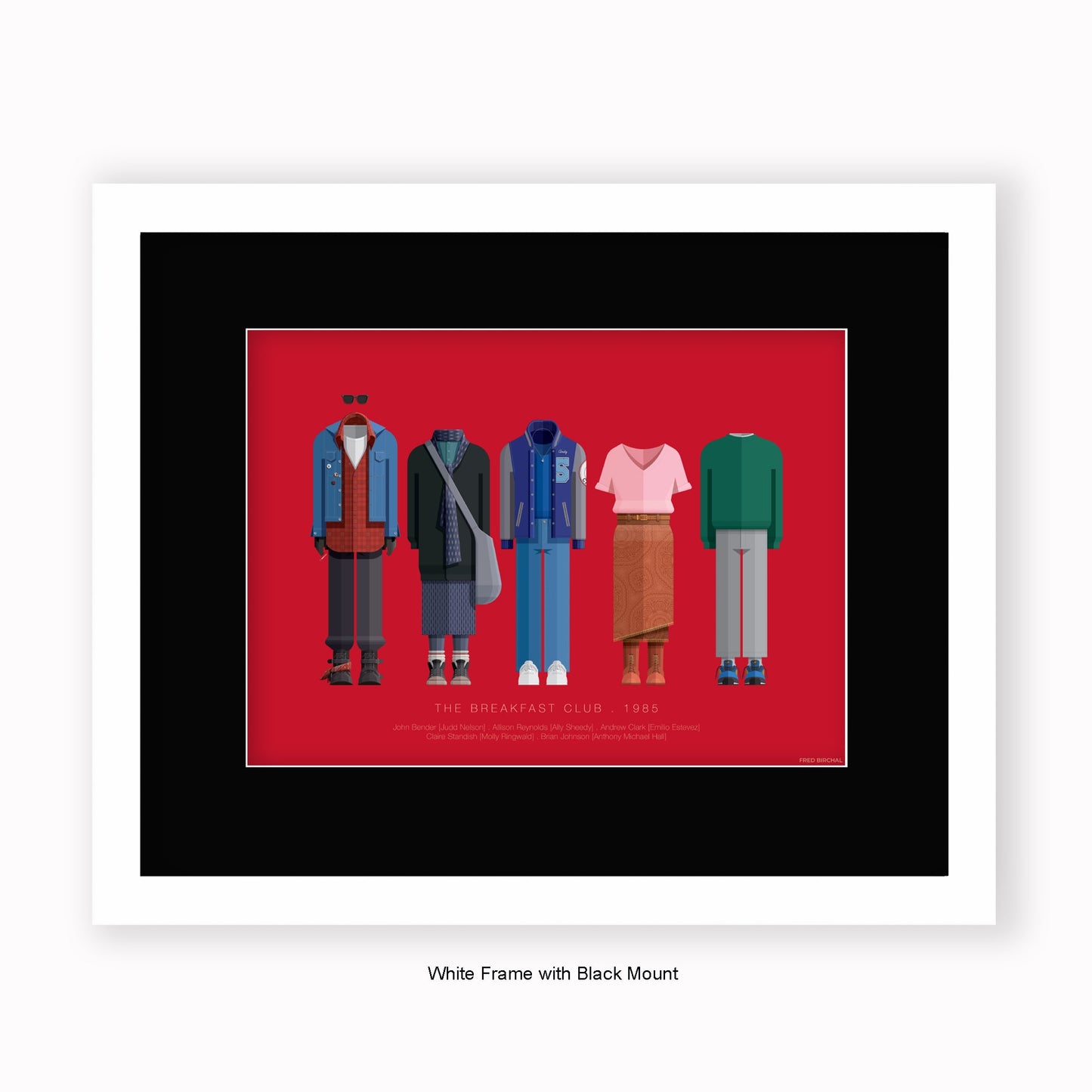 Breakfast Club - 5 Characters - Mounted & Framed Art print