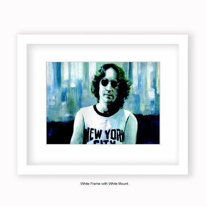 John Lennon (New York City T- Shirt) - Mounted & Framed Art Print