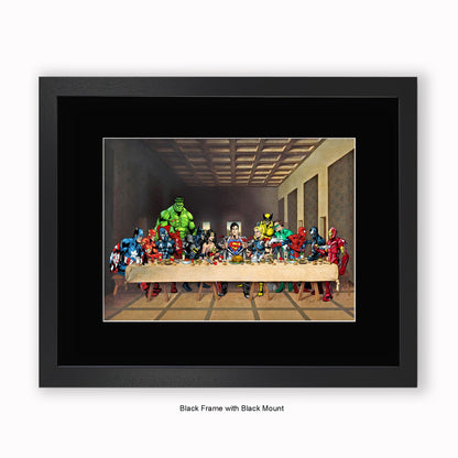 Super Heroes - Last Supper - Mounted & Framed Art Print