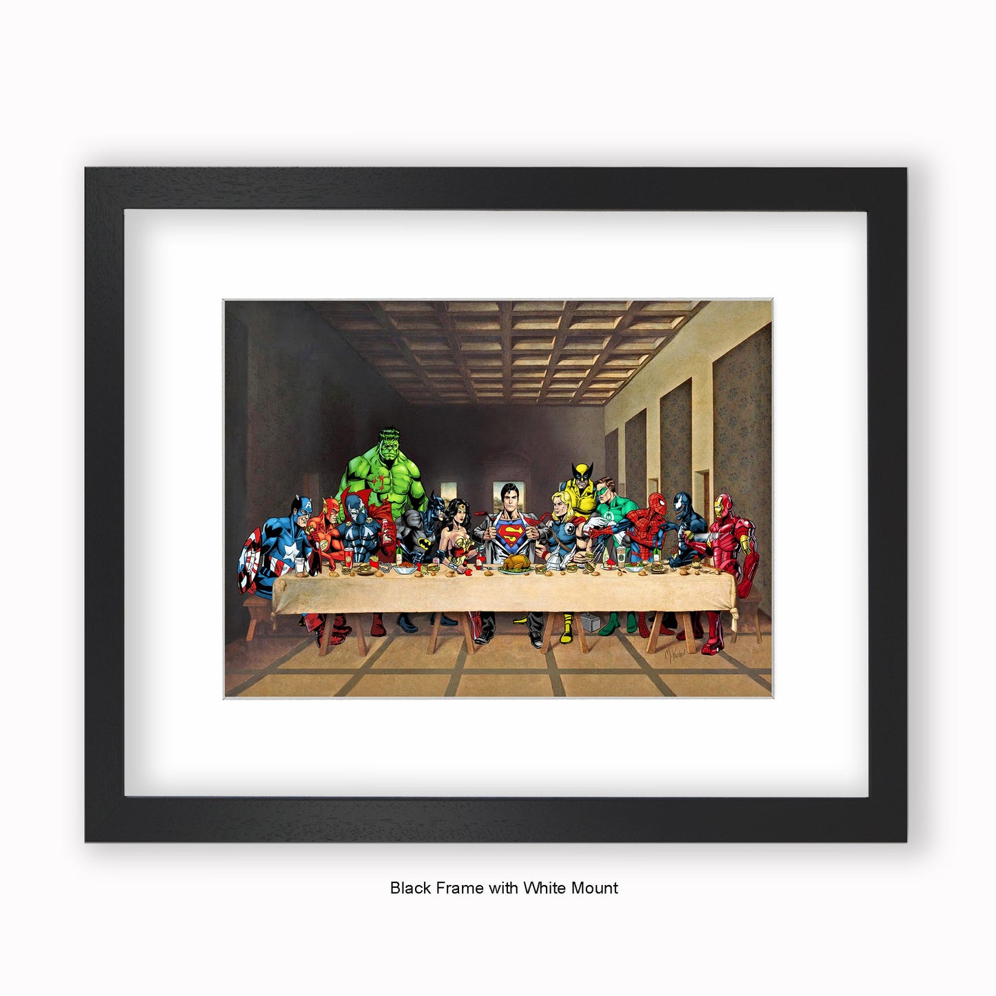 Super Heroes - Last Supper - Mounted & Framed Art Print