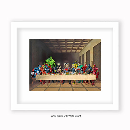 Super Heroes - Last Supper - Mounted & Framed Art Print