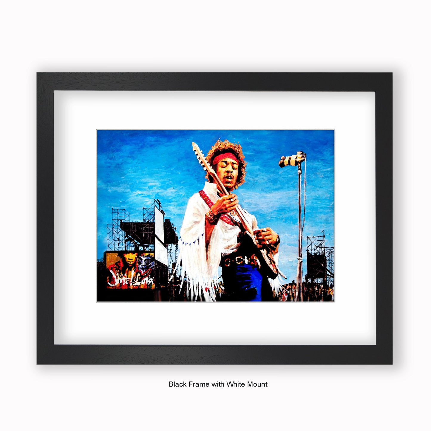 Jimi Hendrix - Woodstock - Blue Sky - Mounted & Framed Art Print