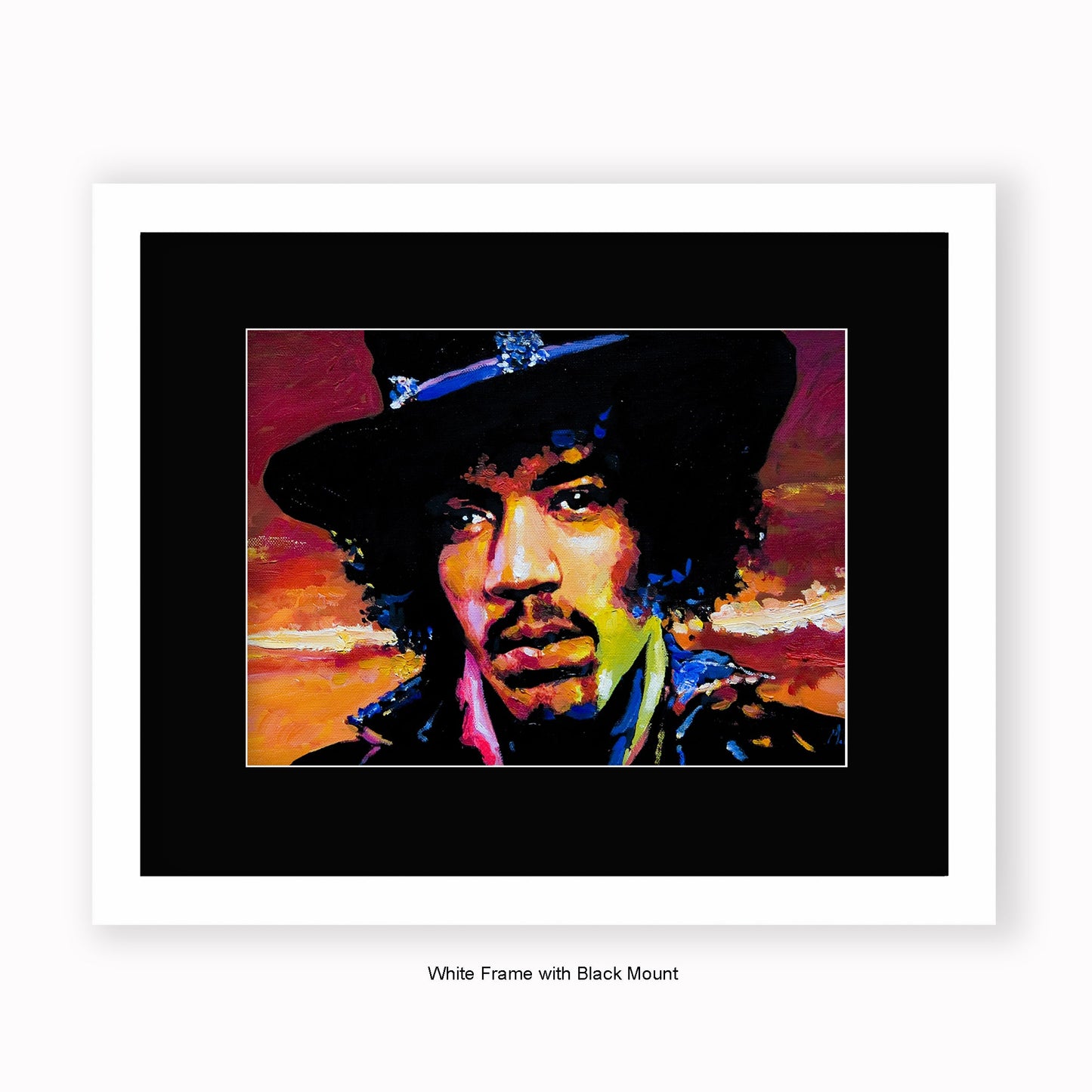 Jimi Hendrix - Hat - Mounted & Framed Art Print