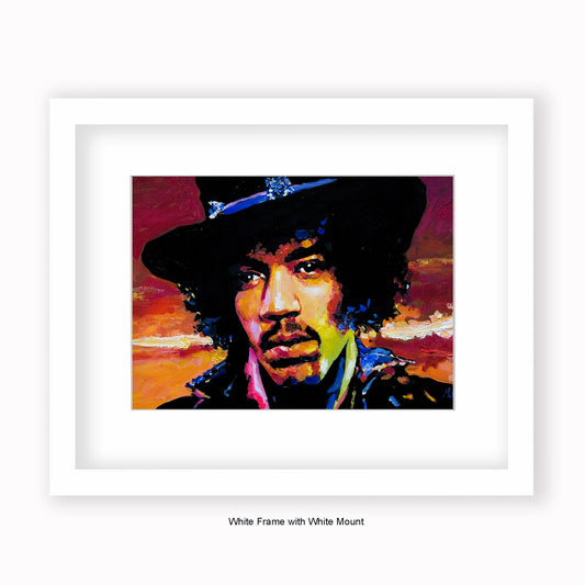 Jimi Hendrix - Hat - Mounted & Framed Art Print