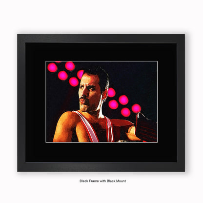 Freddie Mercury - Lights - Mounted & Framed Art Print