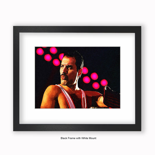 Freddie Mercury - Lights - Mounted & Framed Art Print