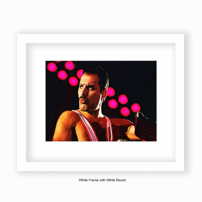 Freddie Mercury - Lights - Mounted & Framed Art Print