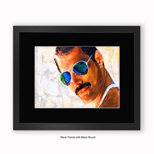 Freddie Mercury - Sunglasses - Mounted & Framed Art Print