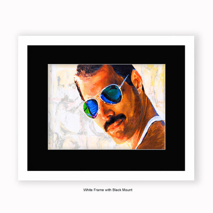 Freddie Mercury - Sunglasses - Mounted & Framed Art Print