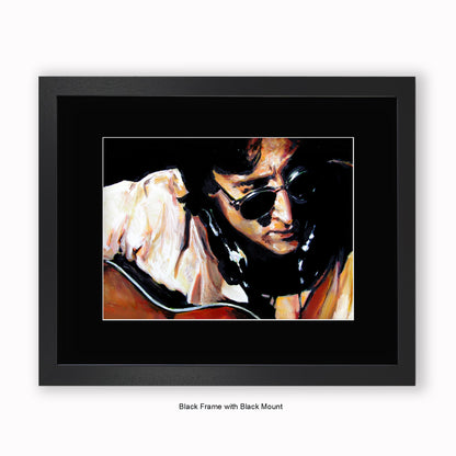 John Lennon- Guitar - Mounted & Framed Art Print