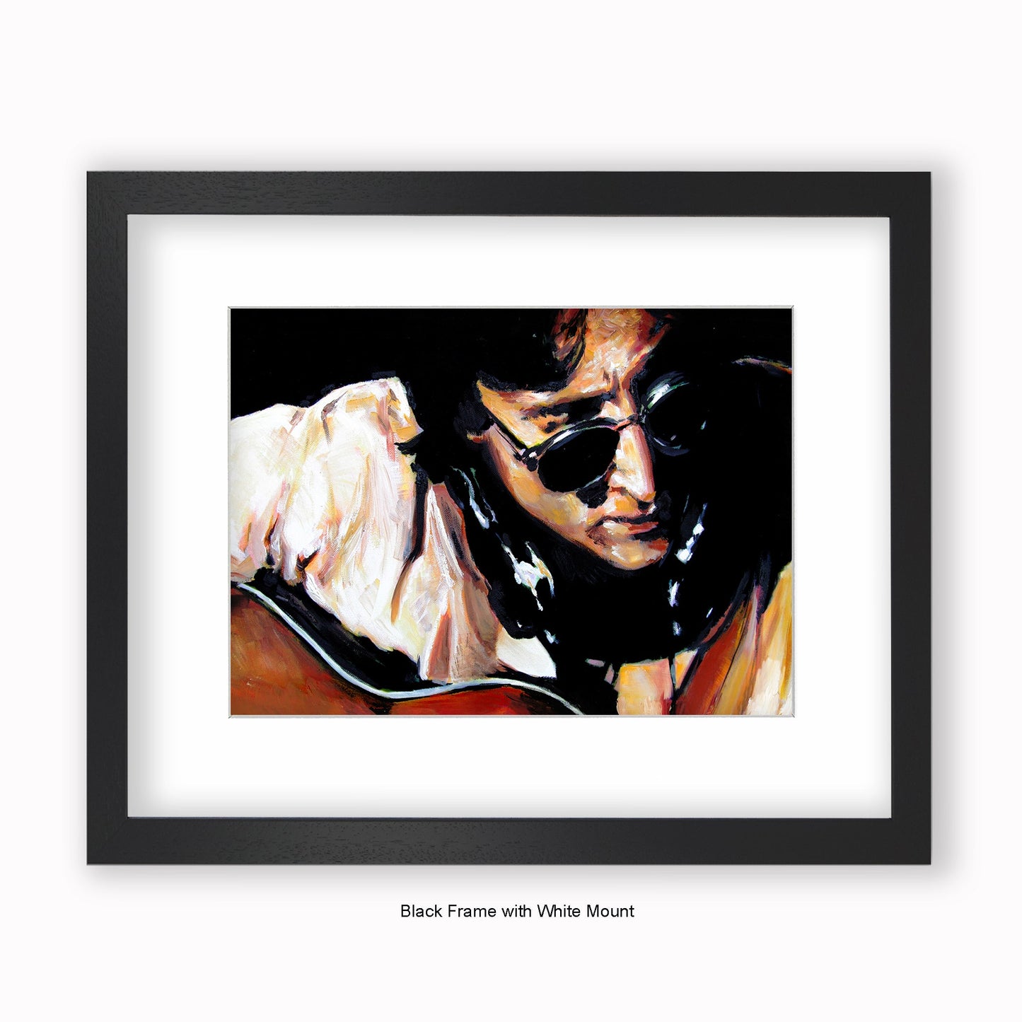 John Lennon- Guitar - Mounted & Framed Art Print