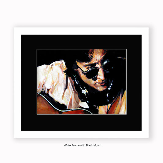 John Lennon- Guitar - Mounted & Framed Art Print